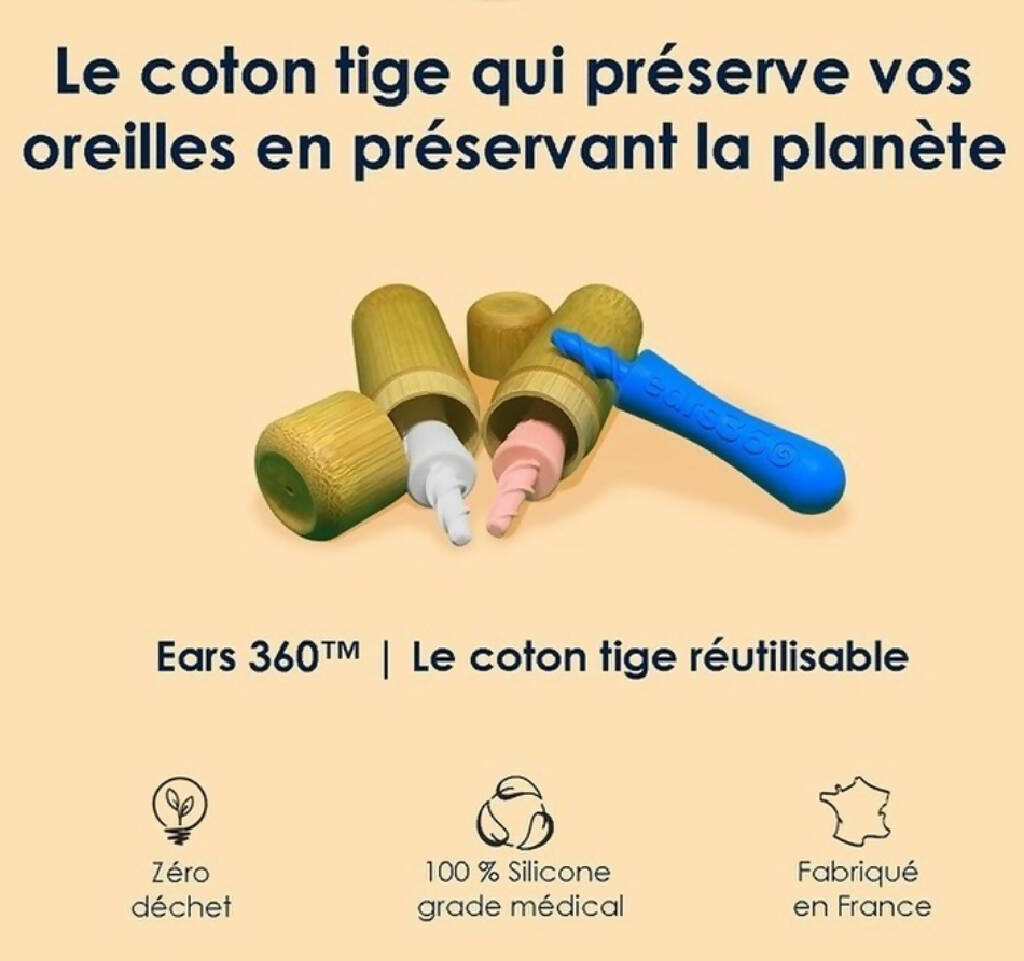 Coton tige silicone réutilisable avec étui de transport - Ecoresponsable